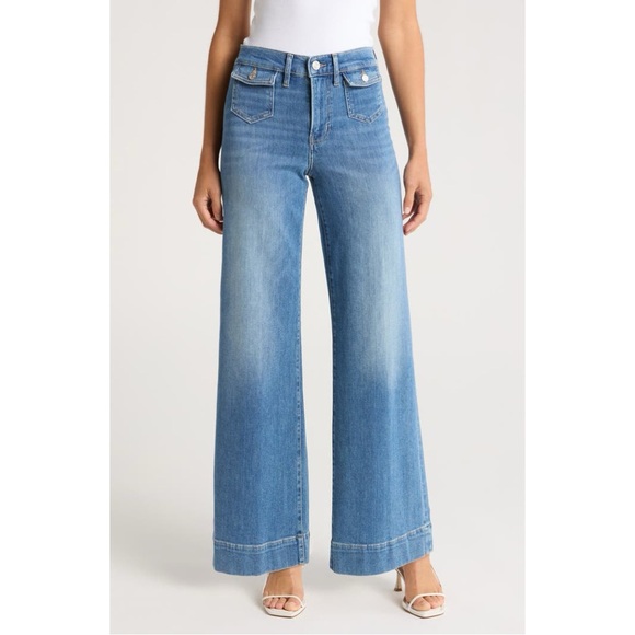 Frame Le Slim Palazzo Patch Pocket Wide Leg Jeans In Doris Size 27 - Picture 9 of 9